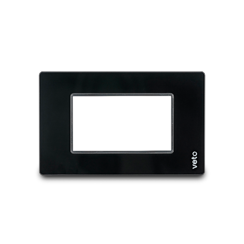 Placa 3 Huecos /Int Vidrio Negro Veto Premium