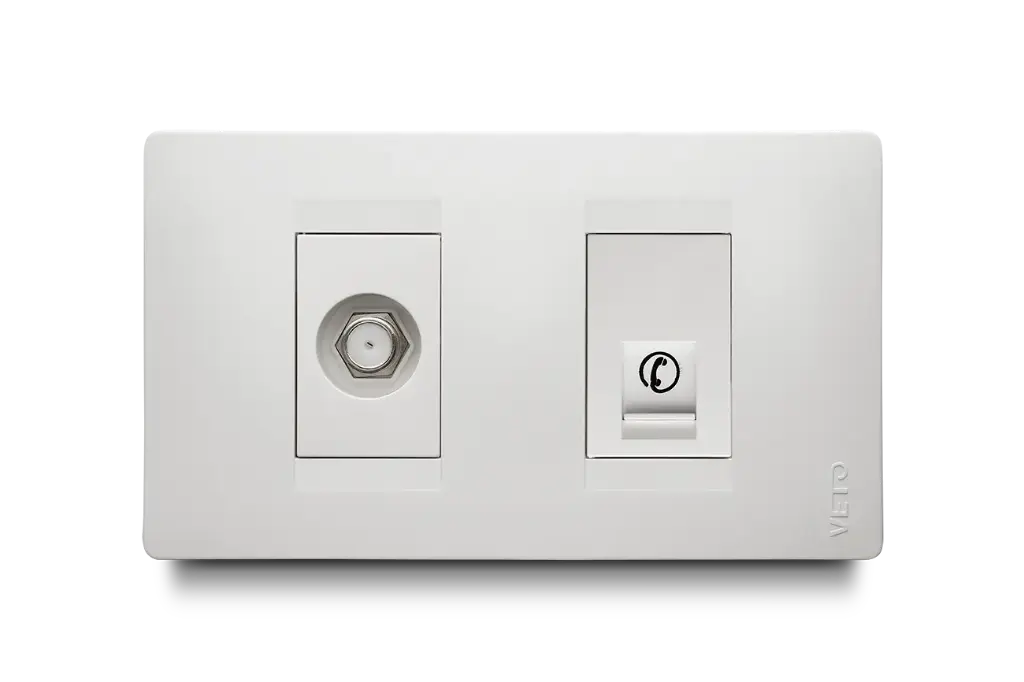 Toma Teléfono+Tv Mixto Blanco Veto Premium