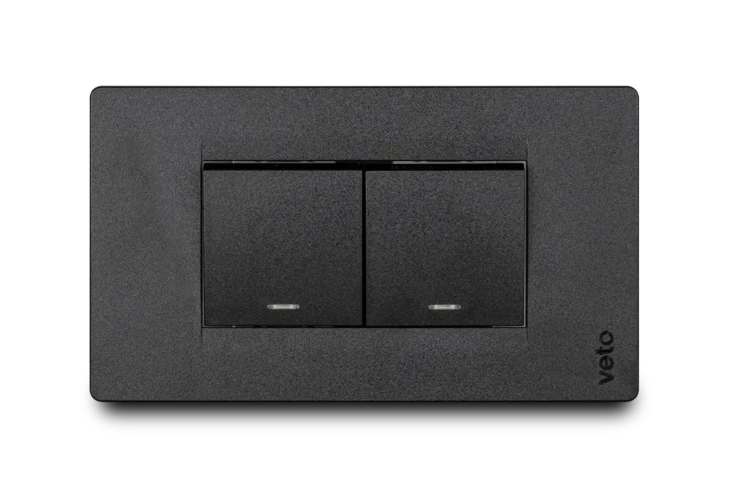 Toma Mixto Interruptor+Conmutador Negro Veto Premium