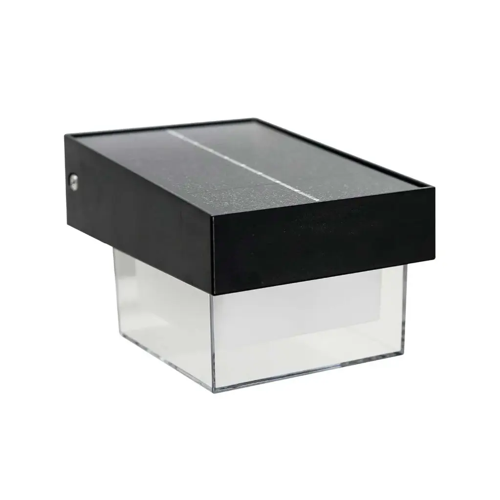 Aplique Pared Solar Led T/Farol Cuadrado C/Sensor Mov. 3k 400lm (101x88x144)mm IP65