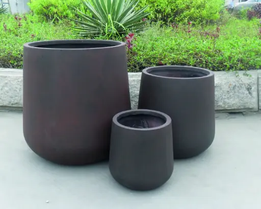 [155136] Maceta Fibra De Barro Redondo Pequena 30X30X30Cm P11 Dark Rust