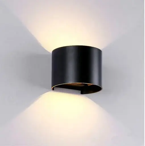 [034209] Aplique Pared Bid. Led Ext. Redondo Ajust. 2X3W 3K 14X9.5Cm Negro Ip65