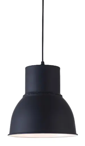 [200134] Lamp. Colg. 1L E27 T/Campana Alum. Negro+Blanco (D250xH300)mm