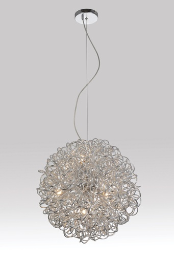 [191051] Lamp. Colg. Globo Metal+Aluminio Cr 7G9 45Cm